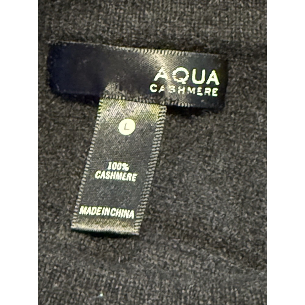 Aqua Cashmere Womens L Black Asymmetrical Side Slit Sweater Quiet Luxury Knit - Picture 3 of 16